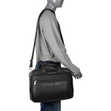 Kenneth Cole Reaction Genuine Leather Dual Compartment 15.4" Laptop Portfolio, Black