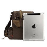 AUGUR Men's Messenger Bags Canvas Bags Crossbody Bags Genuine Leather Single Shoulder Bags (Army