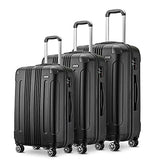JOYWAY Luggage 3 Piece Set Suitcase Lightweight Hardshell TSA Lock Spinner (black)