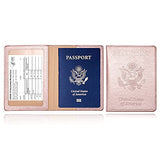 SAM & LORI Vaccine Card Protector Holder with Passport Holder Case, PU Leather Wallets Passport Cover and CDC Vaccine Card Slot Combo Rose gold