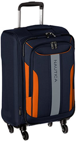 Nautica Gennaker 20 Inch Expandable Luggage Spinner, Navy/Orange