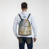 Drawstring Sports Backpack,Double Exposure Of Trees At Woods And Cut Tre,Travel Strap Pack Rucksack Shoulder Bags Gym Sackpack Casual Running Daypack For Men Women Teens 13.7"X17"