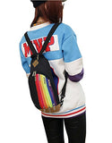 FakeFace Unisex Multipurpose Rainbow Zipper Casual Sport Travel Shoulder Cross Body Bag Sling