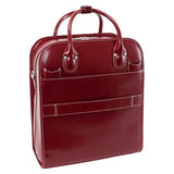 Detachable -Wheeled Women's Laptop Briefcase, Leather, Mid-Size, Red - LA Grange | McKlein - 96496