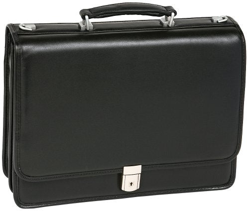 McKlein, I Series, Bucktown, Full Grain Cashmere Napa Leather, 15" Leather Double Compartment Laptop Briefcase, Black (43545)