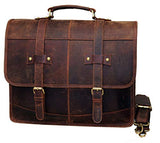16" Mens Briefcase for Laptop Genuine Leather Messenger Bag for Men Satchel Distressed Stylish