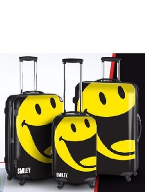Smiley World Happy 3-Piece Luggage Set By Atm Luggage (One Size, Black)