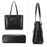 BOSTANTEN Women Briefcase Leather Laptop Tote Handbags 15.6" Computer Shoulder Bags Black