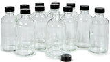 Vivaplex, 12, Clear, 4 oz Glass Bottles, with Lids