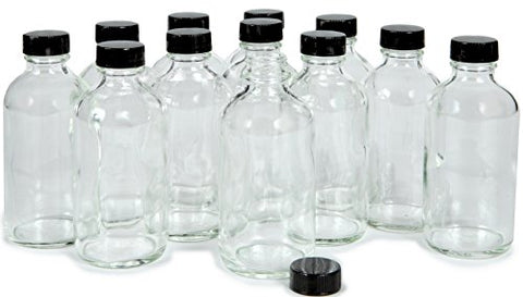 Vivaplex, 12, Clear, 4 oz Glass Bottles, with Lids