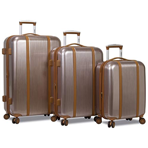 Dejuno DJ-8277-ROSE Gold Monroe Hardside Spinner TSA Combination Lock Luggage Set - Rose Gold44; 3 Piece