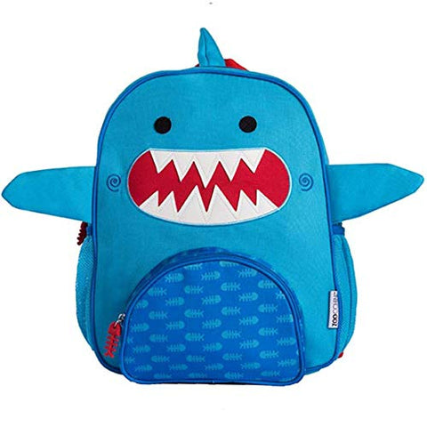 ZOOCCHINI Kids Everyday Backpack Pals - Sherman the Shark, 10.5"W x 4"D x 13"H, Designed in the USA