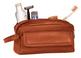 Mancini COLOMBIAN Double Compartment Leather Toiletry Kit in Black