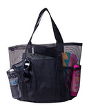 X-Large Carryall Mesh Family Beach Gym Bag Tote (Black)