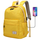 Modoker Travel Laptop Backpack for Women Men, College School Bookbag Vintage Backpack with USB Charging Port, Water Resistant Casual Daypack Fits 15.6 inch Macbook Yellow