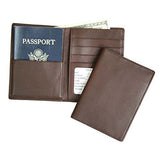 Royce Leather Rfid Blocking Bifold Passport Currency Travel Wallet Bi-Fold Wallet, Brown