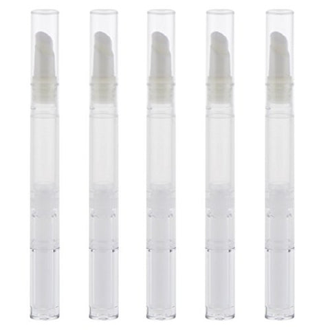 Baoblaze 5 Pack 3 ml Twist Pens Empty Nail Oil Pen with Brush Tip, Cosmetic Lip Gloss Container