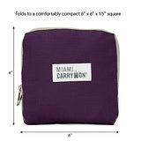 Miami CarryOn Travel Foldable Handbag - Folds to a Compact 6 x 6 x 1-1/2 inches (Purple-Gray)