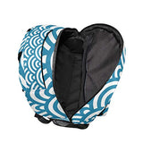 Stylish Japanese Inspired Waves Backpack- Lightweight School College Travel Bags, ChunBB 16" x 11.5" x 8"