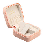 Vlando Small Faux Leather Travel Jewelry Box Organizer Display Storage Case for Rings Earrings Necklace (Pink)