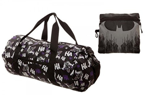 Dc Comics Batman'S Joker Licensed Black Packable Duffle Bag Gym Luggage Travel