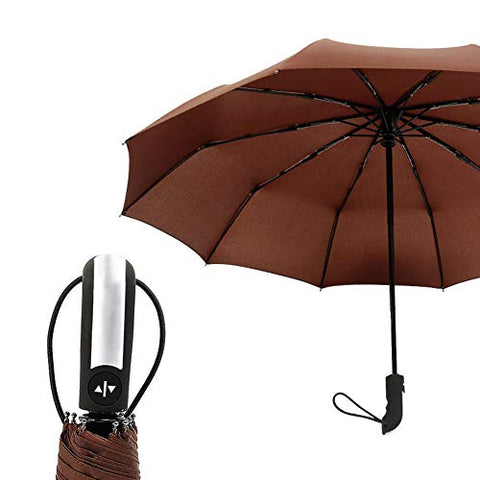 MMTC Stylish Automatic Folding Travel Umbrella, 10 Ribs Auto Open and Close, Windproof Umbrella for