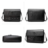 Babama Men Leather Messenger Bag Crossbody Shoulder Purse Briefcases Laptop Satchel Black