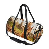 Duffel Bags Red Fur Squirrel With Autumn Forest Background Womens Gym Yoga Bag Small Fun Sports Bag