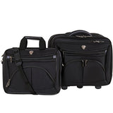 Calpak Ceo Black 2-Piece Rolling Laptop Briefcase Set