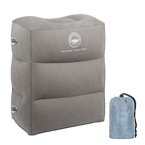 BONAIR OUTFITTERS Inflatable Travel Foot Rest Pillow | Kids Airplane Bed to Sleep | Adjustable Height Leg Pillow | with Bonus Pillow Cover | Best Kids Travel Accessories for Air, Car, Train