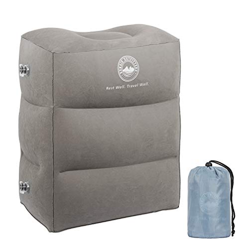 BONAIR OUTFITTERS Inflatable Travel Foot Rest Pillow | Kids Airplane Bed to Sleep | Adjustable Height Leg Pillow | with Bonus Pillow Cover | Best Kids Travel Accessories for Air, Car, Train