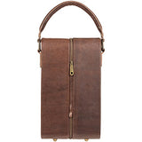 Will Leather Goods Double Bottle Leather Wine Case With Padding - Brown