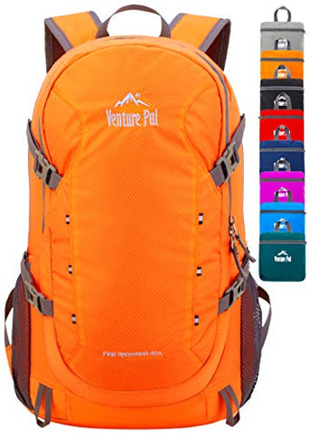 Venture Pal 40L Lightweight Packable Backpack with Wet Pocket - Durable Waterproof Travel Hiking Camping Outdoor Daypack for Women Men-Orange
