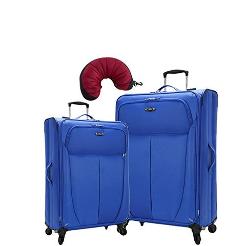 Skyway Mirage Superlight | 3-Piece Set | 20" and 28" Expandable Spinners, Travel Pillow (Maritime Blue)