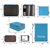 BAGAIL 7 pcs Travel Packing Organizers with 3 Packing Cubes,1 Flat Bag, 1 Shoe Bag,1 Bra