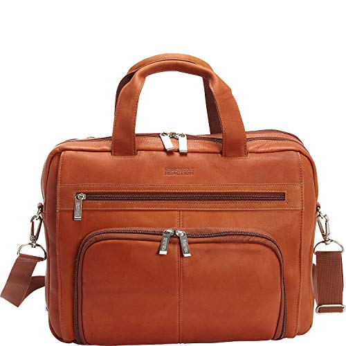 Kenneth Cole Reaction Colombian Leather Dual Compartment Expandable 15.6" Laptop Portfolio, Cognac