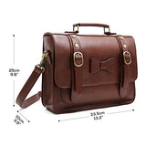 Ecosusi Women Vintage Faux Leather Messenger Shoulder Satchel Weekender Fashion Bag, Dark Brown
