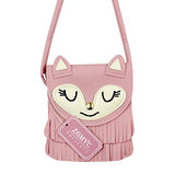 ZGMYC Fox Tassel Shoulder Bag Small Coin Purse Crossbody Satchel for Kids Girls, Large Pink (5.9 x 5.9in)