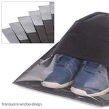 12PCS Travel Shoe Bags Non-Woven Storage with Rope for Men and Women Large Shoes Pouch Packing Organizers, Black