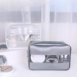 LIZHOUMIL Transparent Makeup Bag Storage Bags Travel Organizer Waterproof Makeup Beautician Cosmetic Bag Beauty Case Toiletry Bag Wash Bags Silver Medium