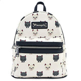 Loungefly Cat Print Faux Leather Mini Backpack and Wallet Set (Off White)