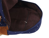 Damara Dots Canvas Fabric School Bags Backpack Rucksack,Navy Blue