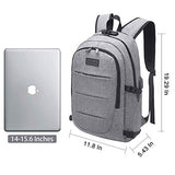 Tzowla Travel Laptop Backpack,Slim Durable Water Resistant Anti-Theft Bag with USB Charging/Headphone Port and Lock 15.6 Inch Computer Business Gift for Women Men College School Bookbag-Grey
