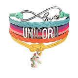 Unicorn Gifts for Girl Drawstring Backpack/Makeup Bag/Bracelet/Hair Ties/Unicorn Rubber Ring (Pink Unicorn)