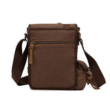 AUGUR Men's Messenger Bags Canvas Bags Crossbody Bags Genuine Leather Single Shoulder Bags (Coffee)