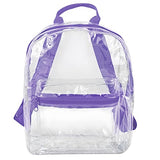 Water Resistant Clear Mini Backpacks for School, Beach - Stadium Approved Bag with Adjustable Straps (Purple)