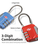 Fosmon TSA Approved Cable Luggage Locks (4 Pack) - Black, Green, Red and Blue