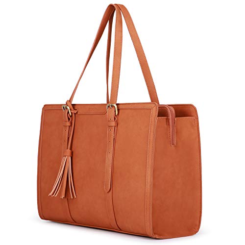 Women's 15.6 inch Leather Laptop Tote Bag