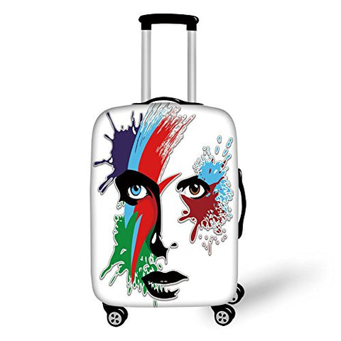 Travel Luggage Cover Suitcase Protector,David Bowie Decor,Bowies Eyes Ziggy Stardust Expression