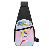 Sai-lor Mo-on Chest Bag Casual Sling Backpack Hiking Daypack Convertible Shoulder Pack